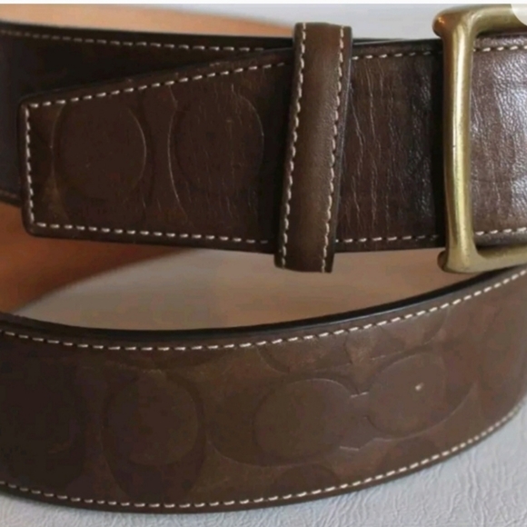Coach Other - Coach signature Preloved brown leather embossed mens belt sz 34.